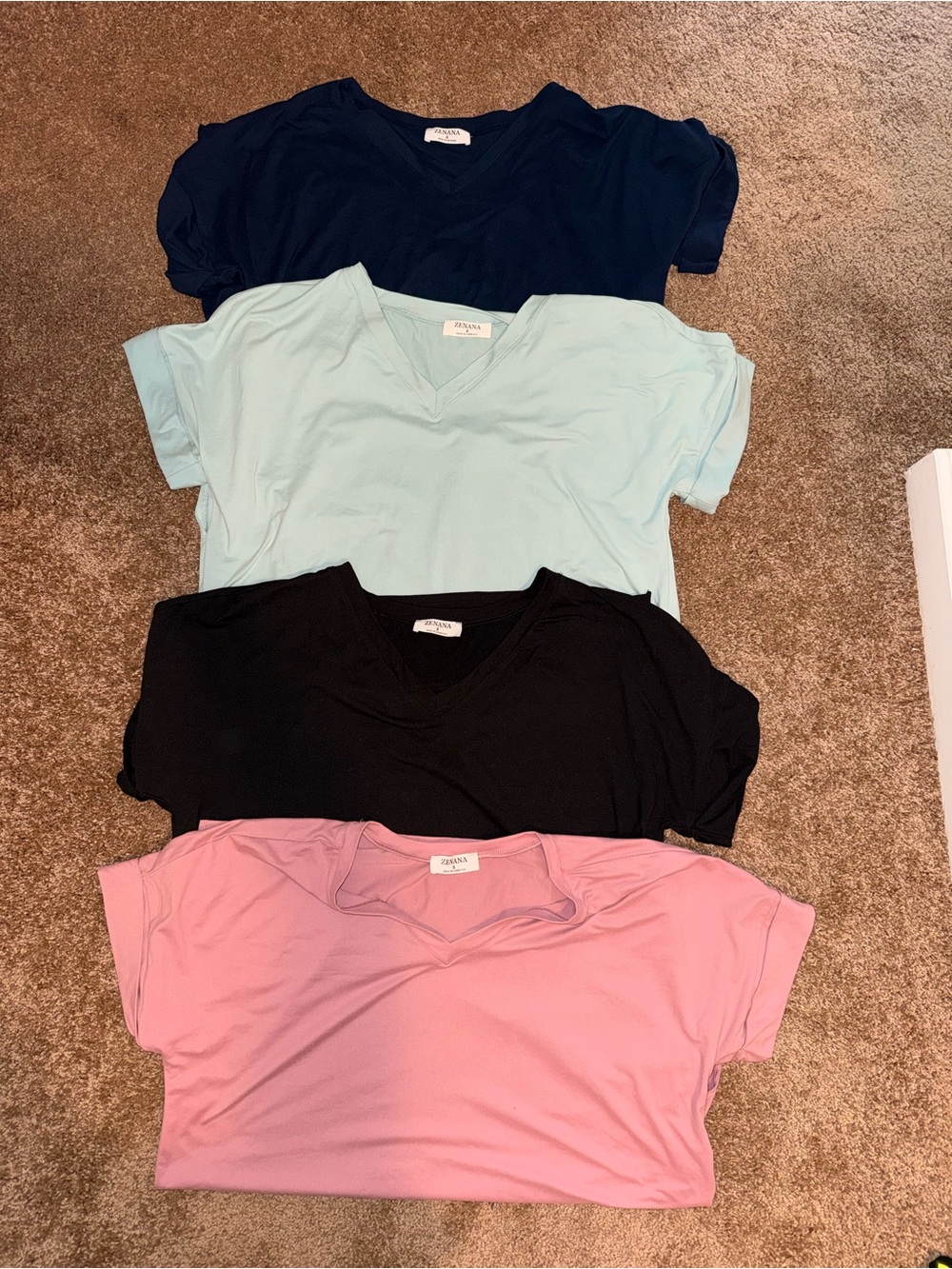 Zenana Outfitters Short Sleeve V-Neck Tee - Navy, Sea Foam, Black, Dusty Rose